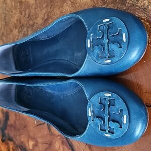Tory Burch Teal Loafers with Logo Accent